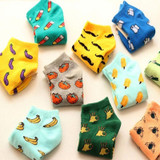New Cute 11 fruit color love candy color cotton sock summer style women's socks women's thin sock slippers ws85 1pair=2pcs