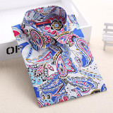 New Cotton Women Vintage Shirts Turn Down Collar Shirt Blusas Femininas 5XL Plus Size Long Sleeve Blouses Floral Women Tops 2016