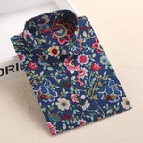 New Cotton Women Vintage Shirts Turn Down Collar Shirt Blusas Femininas 5XL Plus Size Long Sleeve Blouses Floral Women Tops 2016