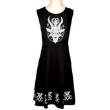 New Cotton High Quality Women Print Dress Punk Black Sleeveless Vest Dress Summer Vestido