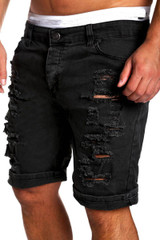 New Cool Men's Skinny Runway Straight Knee Denim Pants Destroyed Ripped Knee Length  Jeans