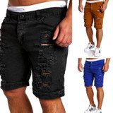 New Cool Men's Skinny Runway Straight Knee Denim Pants Destroyed Ripped Knee Length  Jeans