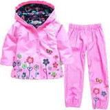 New Clothing Set Autumn Flower Pattern Kids Clothes Girls Clothes Sets Raincoat +Pant 2Pcs Casual Suit Children's Clothes
