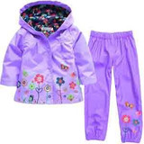 New Clothing Set Autumn Flower Pattern Kids Clothes Girls Clothes Sets Raincoat +Pant 2Pcs Casual Suit Children's Clothes