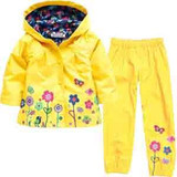New Clothing Set Autumn Flower Pattern Kids Clothes Girls Clothes Sets Raincoat +Pant 2Pcs Casual Suit Children's Clothes