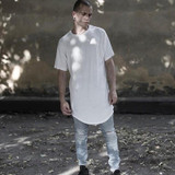 New Clothing Mens Long t shirt Men Tops Hip hop tee T-shirt Men Hiphop Short Sleeve Longline casual Tee shirts JH806764