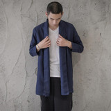 New China Style Cotton Linen Men Cardigan Loose Trench Jacket Kimono Shawls Coat Street Fashion Hiphop Trench Outwear