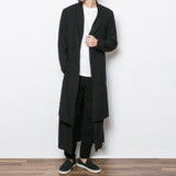 New China Style Mens Trench Jacket Male Long Sleeve Kimono Long Cardigan Jacket Punk Fashion Casual Trench Outwear