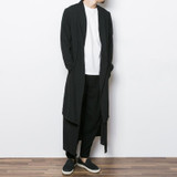 New China Style Mens Trench Jacket Male Long Sleeve Kimono Long Cardigan Jacket Punk Fashion Casual Trench Outwear