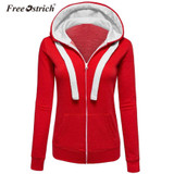 Free Ostrich Hoodies Warm Winter Sweatshirt Women Pocket Zipper Long Sleeve Slim Plus Size harajuku sudadera mujer S40
