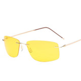 Frameless Pure Titanium Ultra Light Sunglasses Polarizing Driving Mirror Anti Fatigue Pure Titanium Square Metal Frame