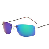 Frameless Pure Titanium Ultra Light Sunglasses Polarizing Driving Mirror Anti Fatigue Pure Titanium Square Metal Frame