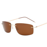 Frameless Pure Titanium Ultra Light Sunglasses Polarizing Driving Mirror Anti Fatigue Pure Titanium Square Metal Frame