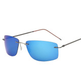 Frameless Pure Titanium Ultra Light Sunglasses Polarizing Driving Mirror Anti Fatigue Pure Titanium Square Metal Frame