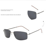 Frameless Pure Titanium Ultra Light Sunglasses Polarizing Driving Mirror Anti Fatigue Pure Titanium Square Metal Frame