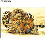 Frameless Pictures DIY Painting By Numbers Of  Leopard Animals Oil Painting On Canvas Home Decoration Wall Aar 40*50cm GX4175