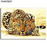 Frameless Leopard Animals Pictures Painting By Numbers DIY Canvas Oil Painting Home Decoration For Living Room 40*50cm GX4175