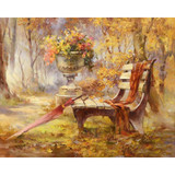 Frameless Autumn Gardan Landscape DIY Digital Painting By Numbers Kits Hand Painted Modern Wall Art Canvas Painting For Artwork