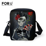 FORUDESIGNS Women Messenger Bags Punk Skull Printed Crossbody Bags for Girl Casual Ladies Bolsa Mini Canvas Shoulder Travel Bag
