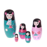 Women in Kimono Matryoshka Nesting Dolls 5 Pieces