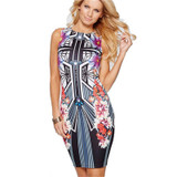 2017 Fashion Summer Women Dress Party Brand Formal Female Clothes Work Office Ropa Vestidos de Festa Vintage Pencil Dress Print