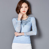 2017 Fashion Summer Style Blusa Crochet Diamond Lace Blouse Elegant Women Tops Plus Size Sexy Slim Hollow Out Shirts 918B 25