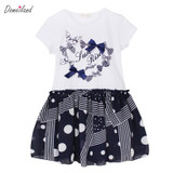 2017 Fashion summer domeiland Children Clothes cute girl cotton cute print Princess cotton bow Dot dress Kid Party clothing