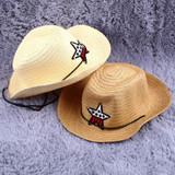 2017 Fashion Straw Hats Summer Baby Ear Decoration Lovely Child Character Girls And Boys Sun Hat Solid Children Floppy Panama