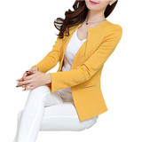 2017 Fashion Spring Women Slim Blazer feminino Coat Casual Jacket Long Sleeve One Button Suit Yellow Ladies Blazer Work Wear