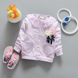 2017 Fashion Spring Autumn Casual Girls Lace Flower Heart Jackets Cardigan Baby Kids Coat Children Princess Outwear Coats S4621