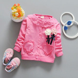 2017 Fashion Spring Autumn Casual Girls Lace Flower Heart Jackets Cardigan Baby Kids Coat Children Princess Outwear Coats S4621
