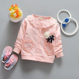 2017 Fashion Spring Autumn Casual Girls Lace Flower Heart Jackets Cardigan Baby Kids Coat Children Princess Outwear Coats S4621