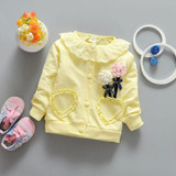 2017 Fashion Spring Autumn Casual Girls Lace Flower Heart Jackets Cardigan Baby Kids Coat Children Princess Outwear Coats S4621