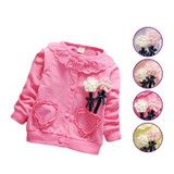 2017 Fashion Spring Autumn Casual Girls Lace Flower Heart Jackets Cardigan Baby Kids Coat Children Princess Outwear Coats S4621
