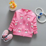 2017 Fashion Spring Autumn Casual Girls   Cartoon rabbit bow Jackets Cardigan Baby Coat Children Princess Outwear Coats S4693