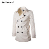 2017 Fashion Slim Fit Mens Trench Coat Double Breasted Male Trench Coat Plus Size Casual Business Trench Coat Men Khaki Coat