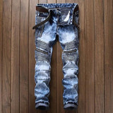 2017 Fashion skinny jeans men biker jeans Men's jean Slim pantalones leisure pants mens vaqueros denim biker jean Denim homme