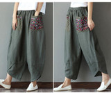 2017 Fashion Plus Size Loose Wide Leg Pants Trousers Women Pantalon Femme Stretchy High Waist Casual Cotton Linen Harem Pants