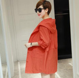 2017 Fashion Plus Size Loose Women Tops Summer Pure Color Three Quarter Sleeve Thin Sunscreen Trench Coat Leisure Outwear OK764