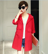 2017 Fashion Plus Size Loose Women Tops Summer Pure Color Three Quarter Sleeve Thin Sunscreen Trench Coat Leisure Outwear OK764