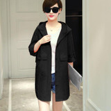 2017 Fashion Plus Size Loose Women Tops Summer Pure Color Three Quarter Sleeve Thin Sunscreen Trench Coat Leisure Outwear OK764