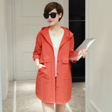 2017 Fashion Plus Size Loose Women Tops Summer Pure Color Three Quarter Sleeve Thin Sunscreen Trench Coat Leisure Outwear OK764