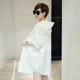 2017 Fashion Plus Size Loose Women Tops Summer Pure Color Three Quarter Sleeve Thin Sunscreen Trench Coat Leisure Outwear OK764