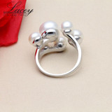 2017 Fashion Pearl Jewelry Natural Freshwater Pearl Ring Wedding Rings Muilt Pearl 925 Sterling Silver Rings For Women Gift