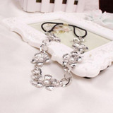 2017 Fashion Newest Trendy Women Metal Head Chain Pearl Flower Elastic Hair Band Headband Hair Band Accessories