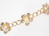 2017 Fashion Newest Trendy Women Metal Head Chain Pearl Flower Elastic Hair Band Headband Hair Band Accessories