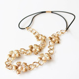 2017 Fashion Newest Trendy Women Metal Head Chain Pearl Flower Elastic Hair Band Headband Hair Band Accessories