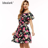 2017 fashion new Spring summer dress women clothing floral print pattern casual dresses vestidos WC0472