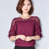 2017 Fashion New Arrival Summer Women Chiffon Shirt Female Plus Size Blouse Short Sleeve Female Blusas 78F 30