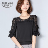 2017 Fashion New Arrival Summer Women Chiffon Shirt Female Plus Size Blouse Short Sleeve Female Blusas 78F 30